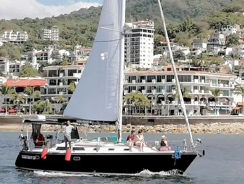 The Catalina 42 leaving the marina